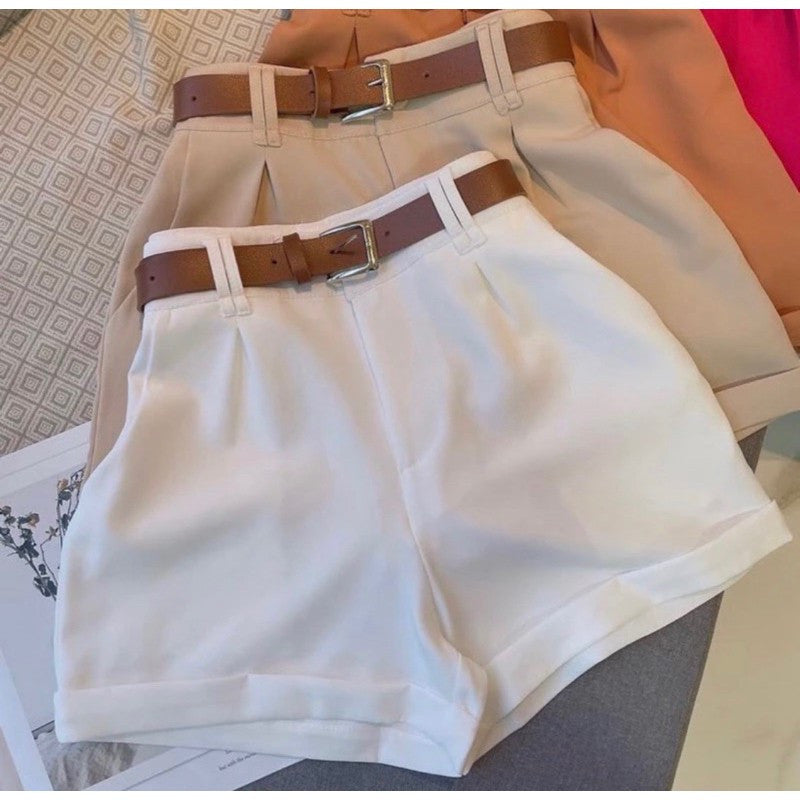 2 Short Feminino Alfaiataria Social + Cinto de Brinde