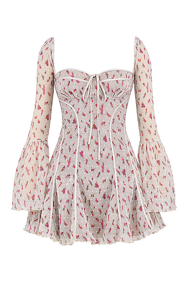 Vestido Curto Vintage Rosé Floral