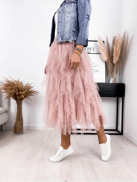 Saia de Tule Midi em Camadas