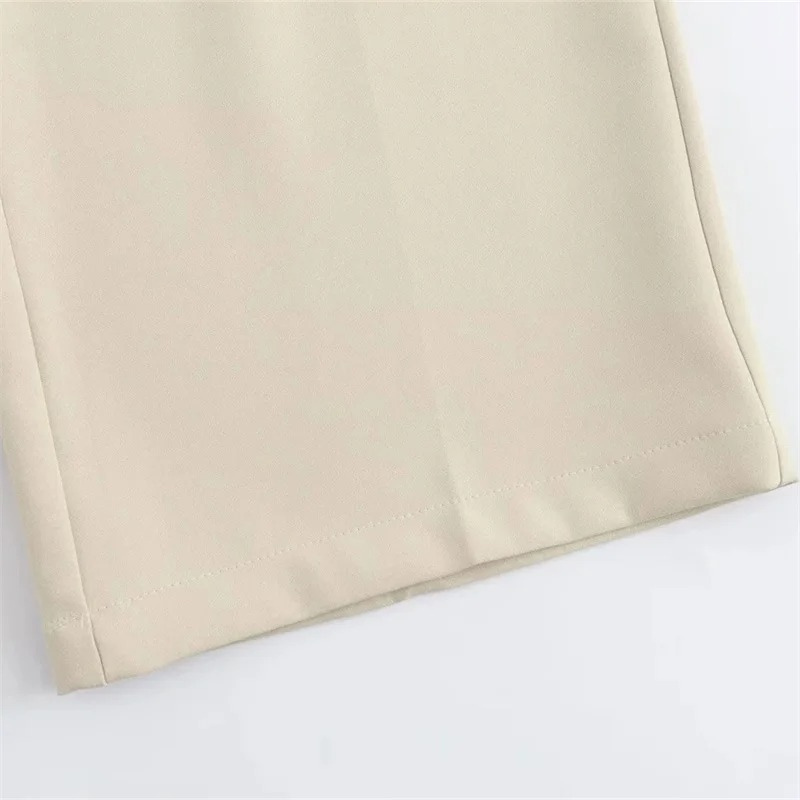 Calça Feminina Pantalona Cintura Alta Bege