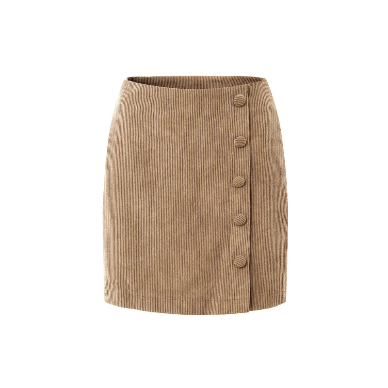 Saia Curta de Veludo com Botões