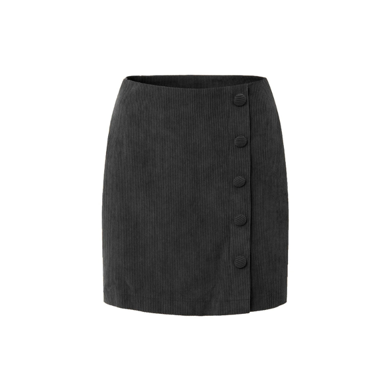 Saia Curta de Veludo com Botões