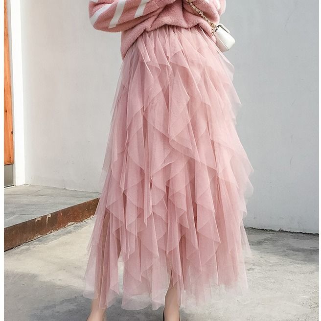 Saia de Tule Midi em Camadas