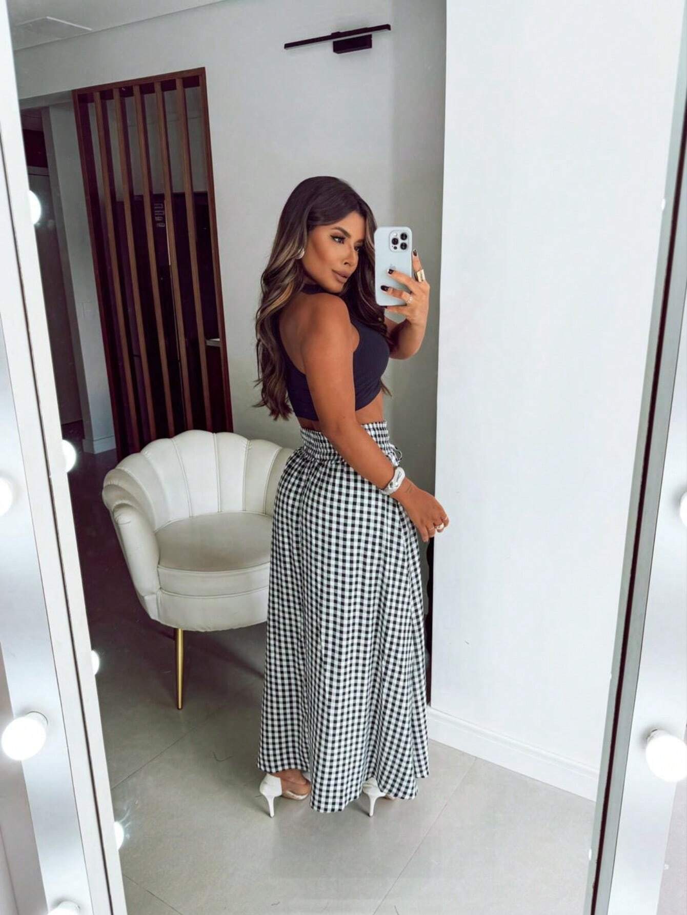 Saia Longa Xadrez Bella