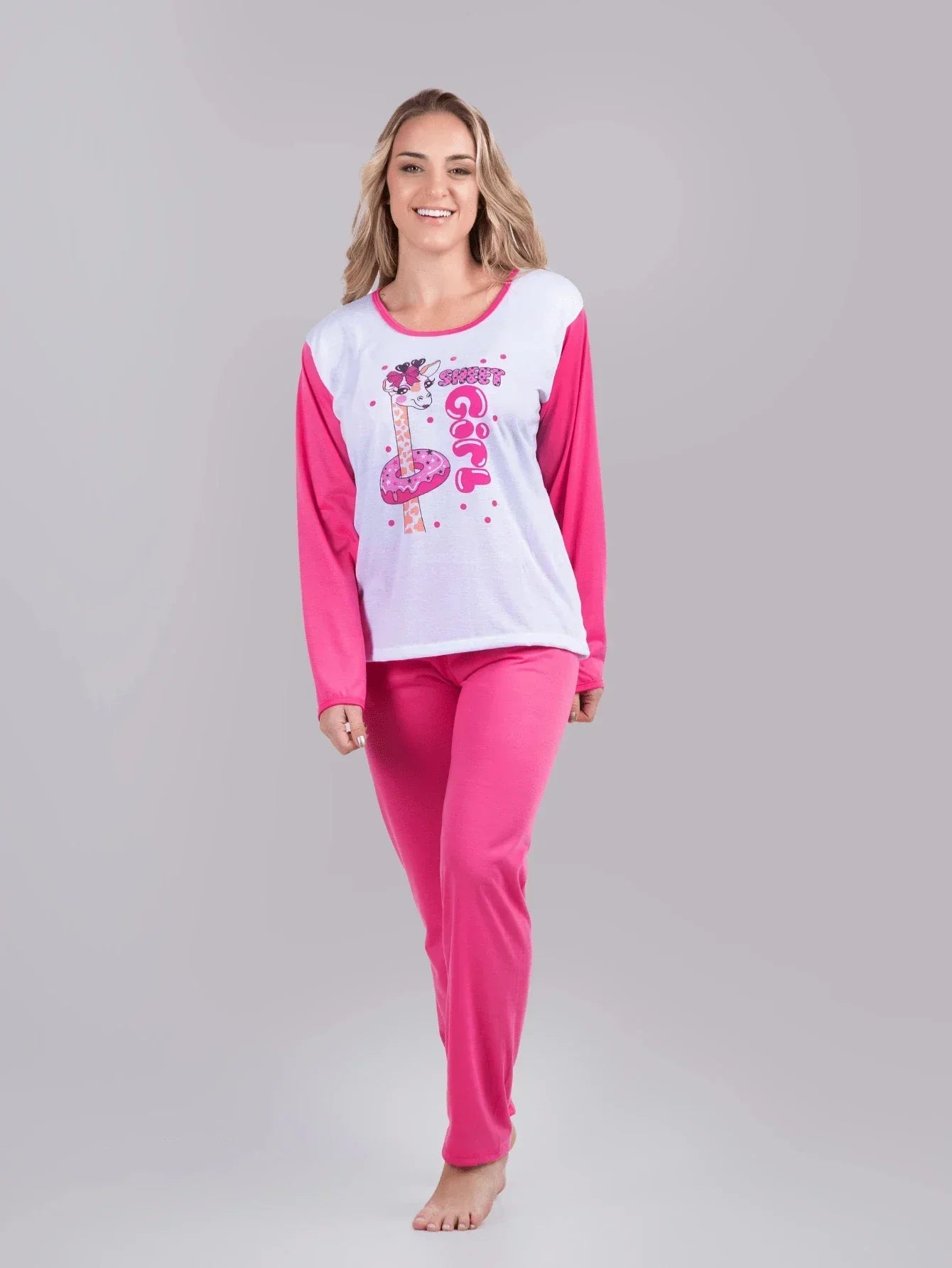 Pijama Feminino Longo para Inverno Peluche