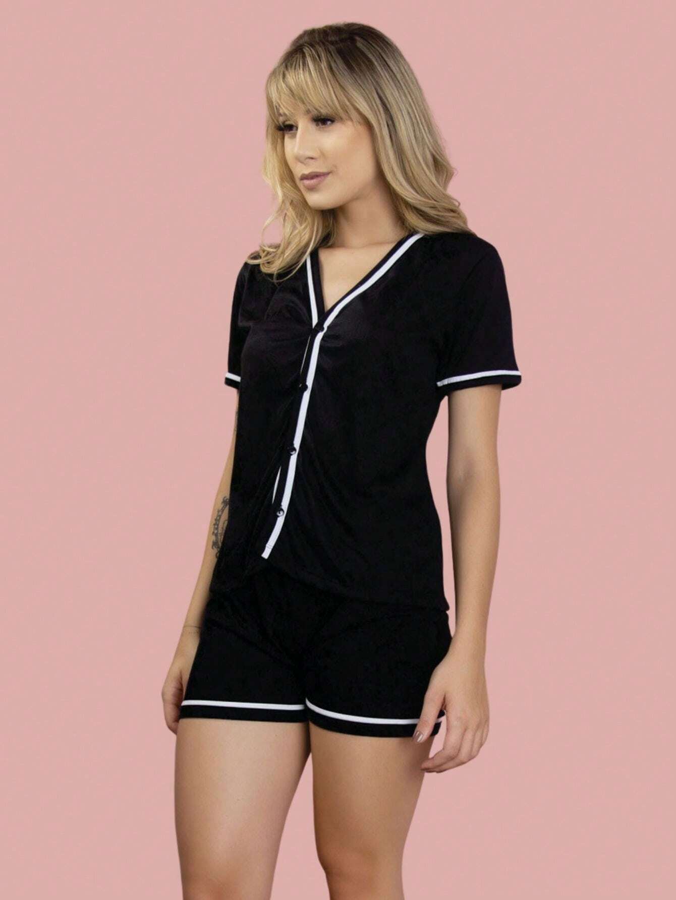 Pijama Feminino Americano com Botões