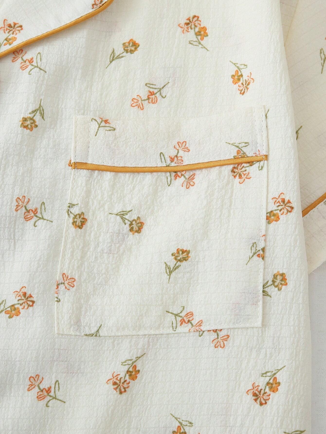 Pijama Feminino Curto Short e Blusa Damasco