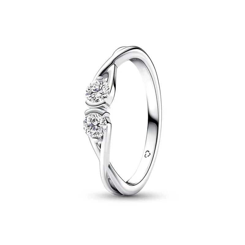 Anel de Prata 925 Modelo Pedra Dupla