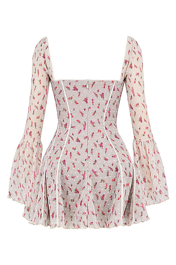 Vestido Curto Vintage Rosé Floral