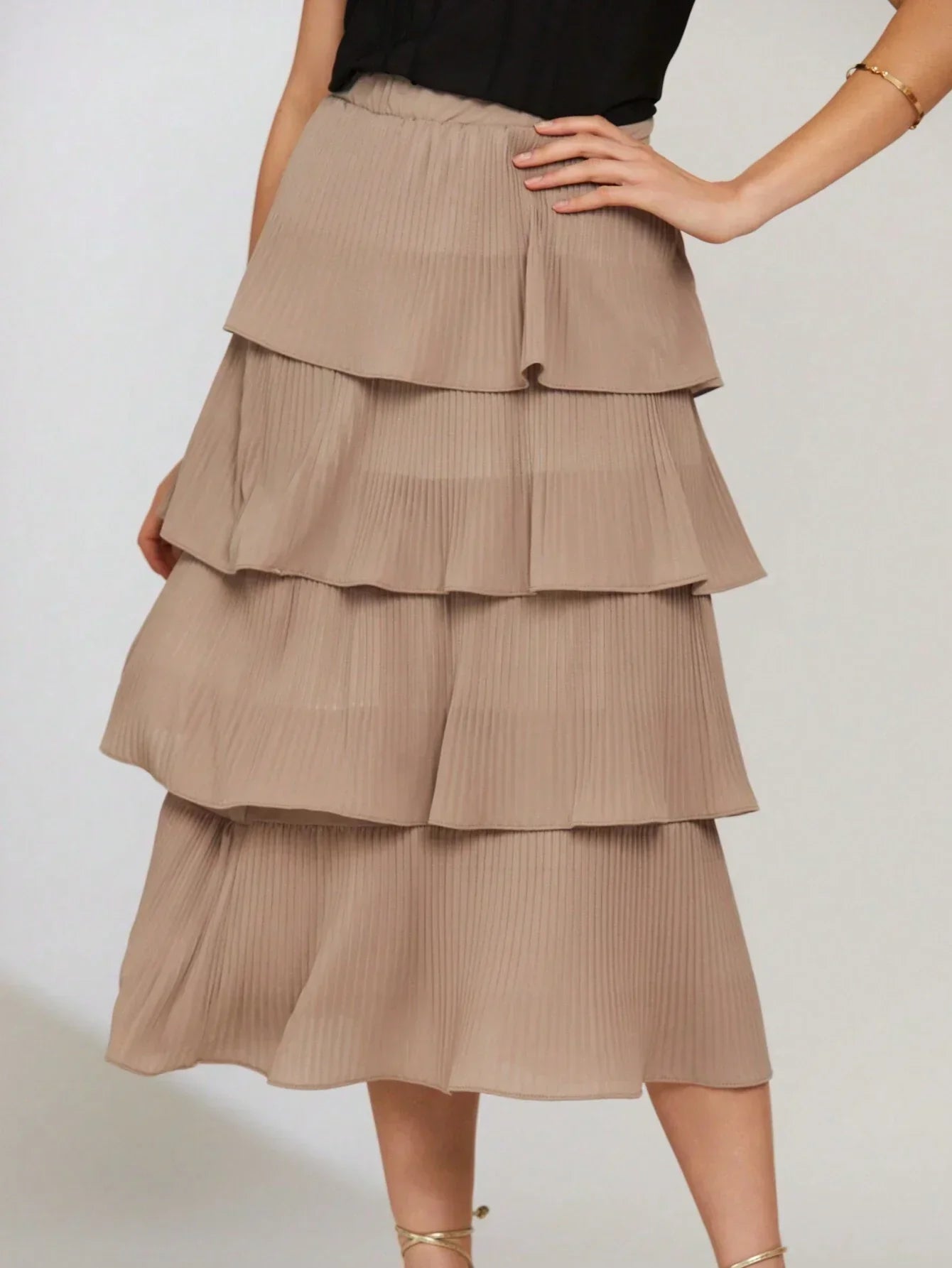 Saia Midi Plissada 4 Camadas Mariana