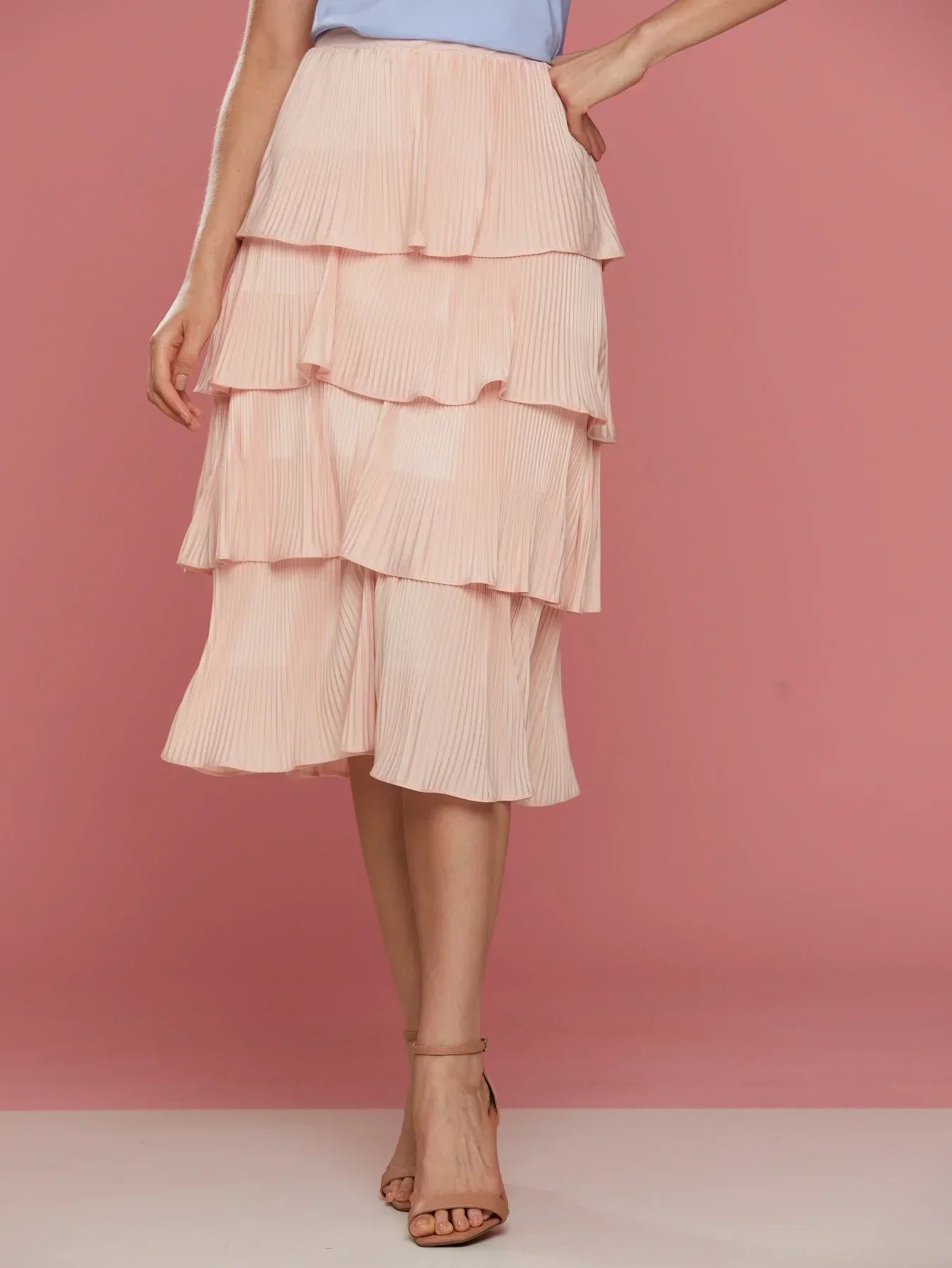 Saia Midi Plissada 4 Camadas Mariana