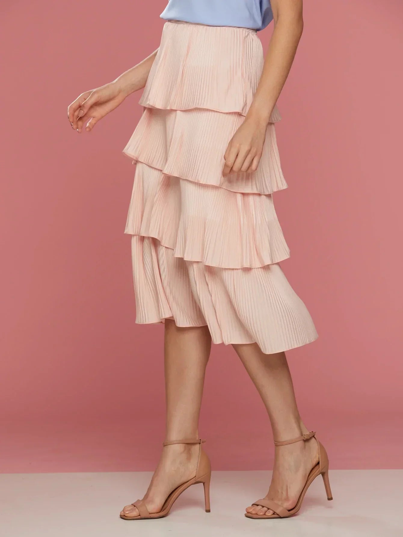 Saia Midi Plissada 4 Camadas Mariana