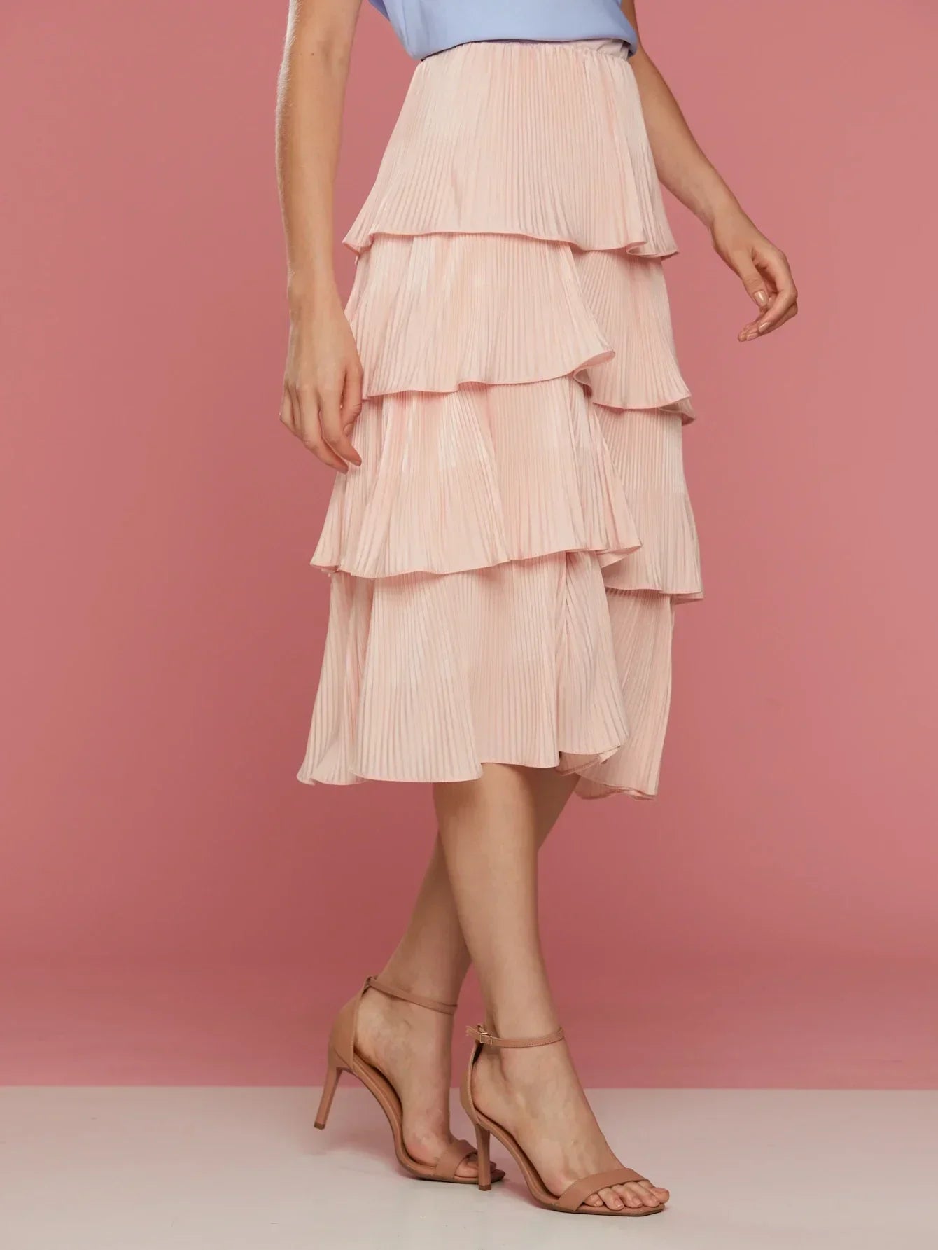 Saia Midi Plissada 4 Camadas Mariana