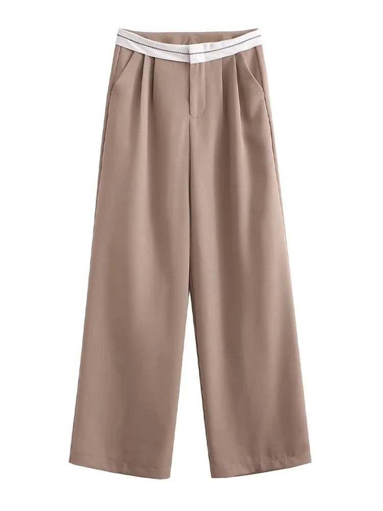 Calca Feminina Pantalona Cintura Alta Plissada