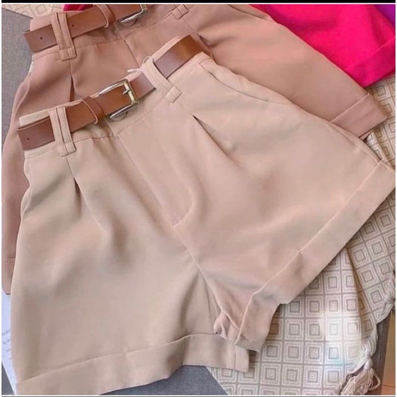 2 Short Feminino Alfaiataria Social + Cinto de Brinde