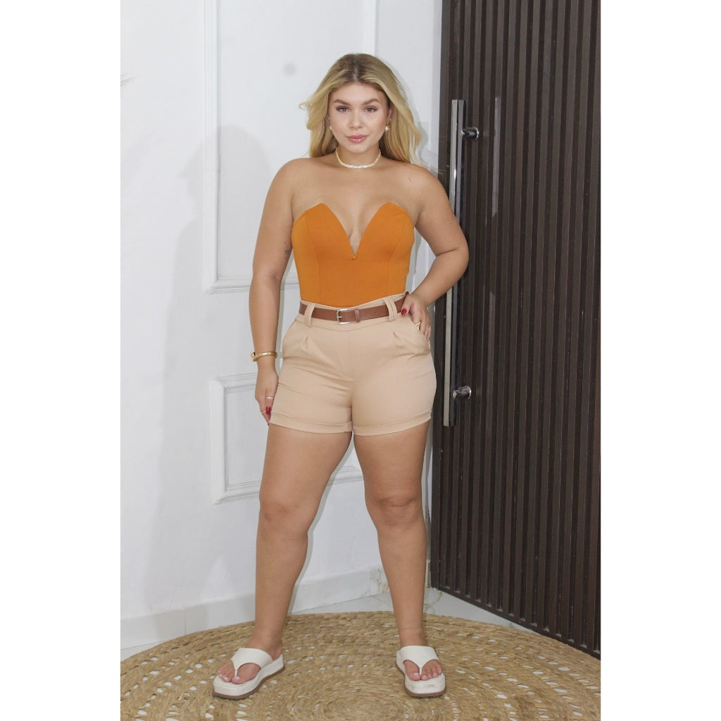 2 Short Feminino Alfaiataria Social + Cinto de Brinde