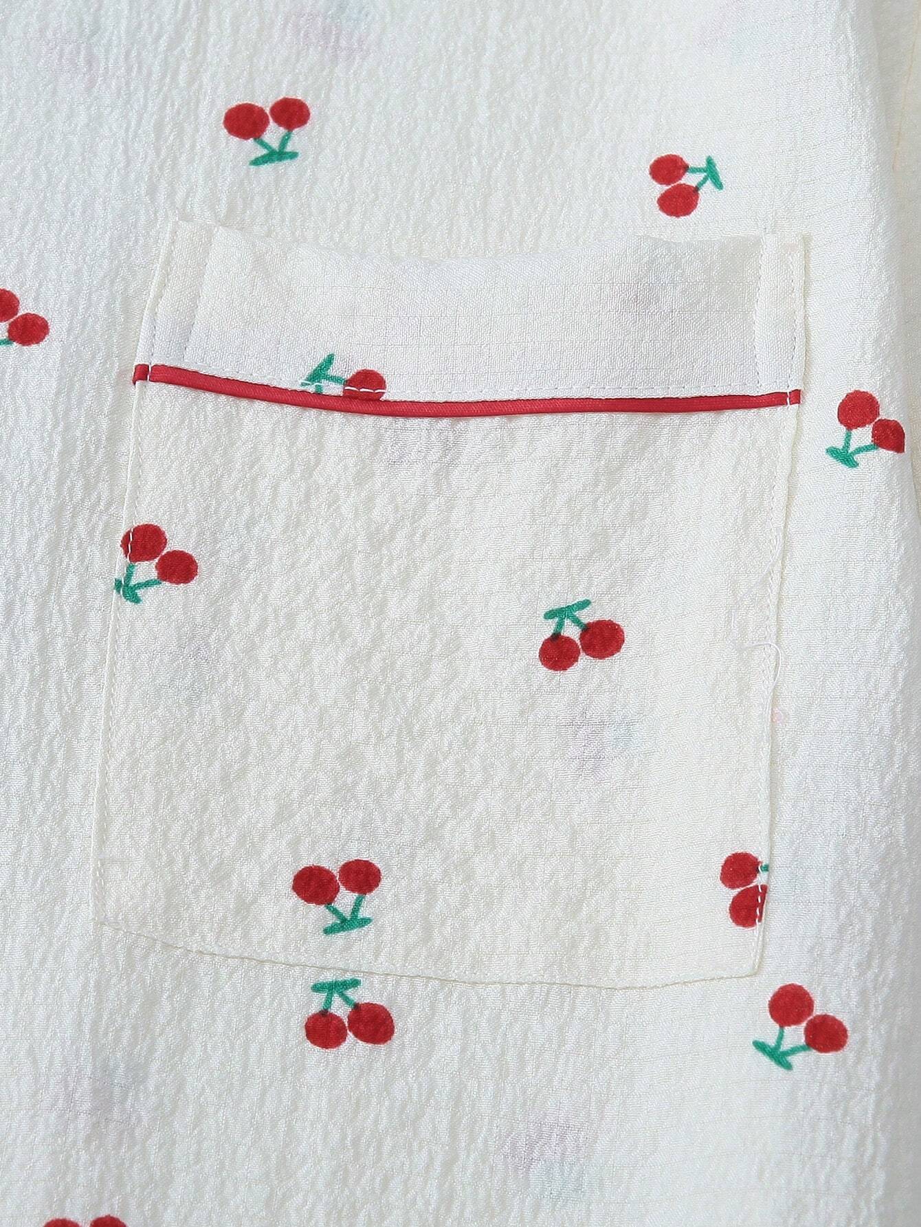 Pijama Feminino Curto Short e Blusa Cerejas