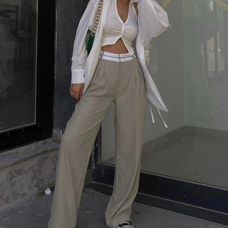 Calça Feminina Reta de Cintura Alta