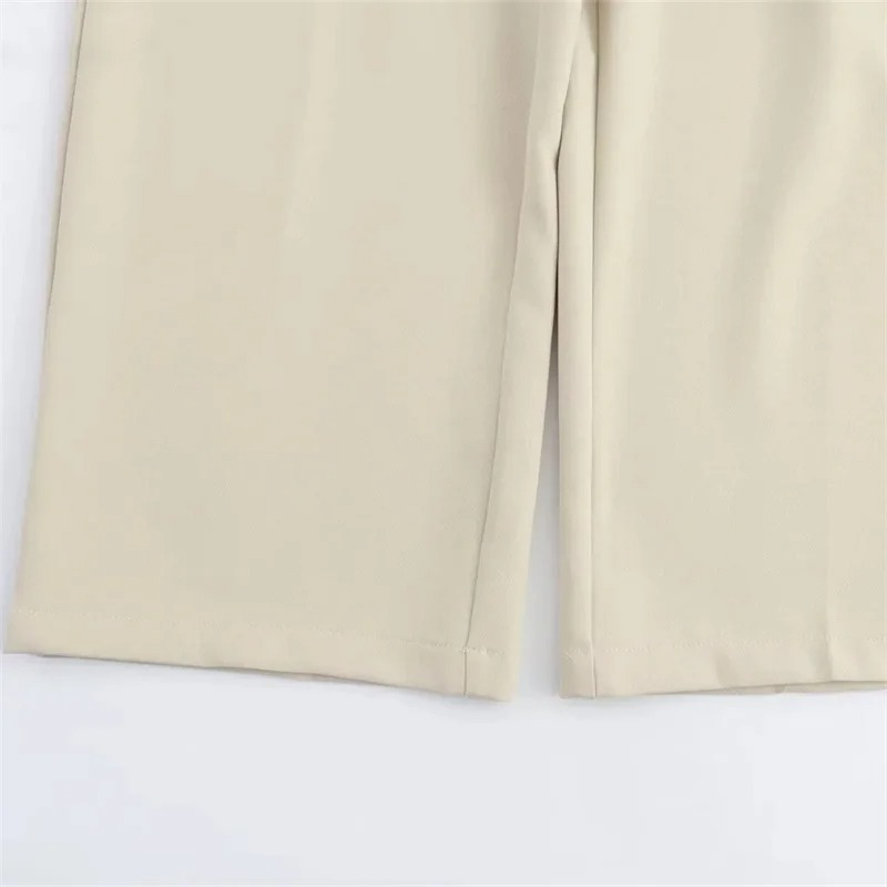 Calça Feminina Pantalona Cintura Alta Bege