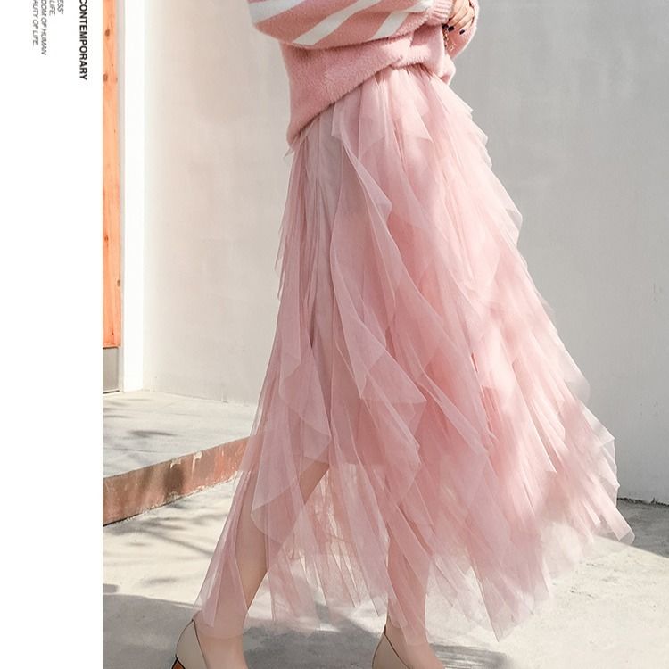 Saia de Tule Midi em Camadas