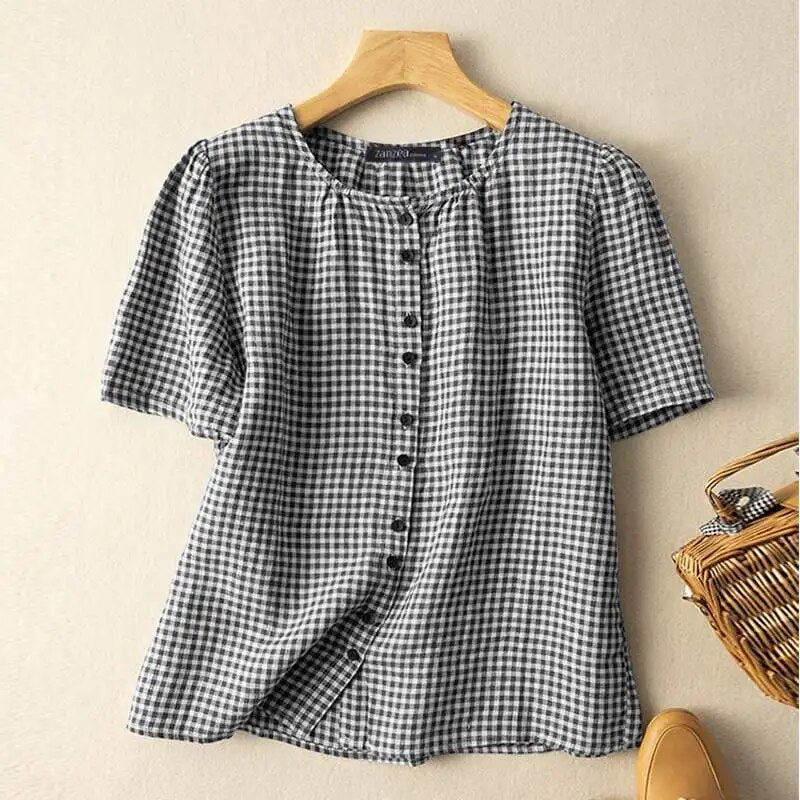 Blusa Manga Curta Xadrez Loma