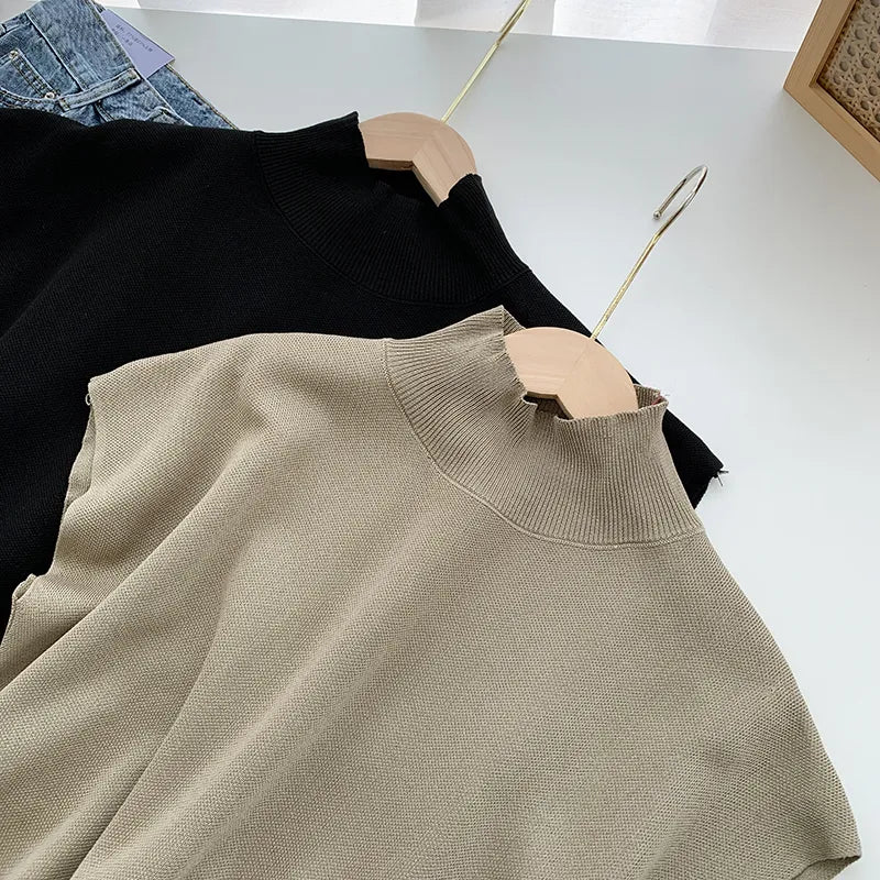 Camisa de Malha com Gola Alta