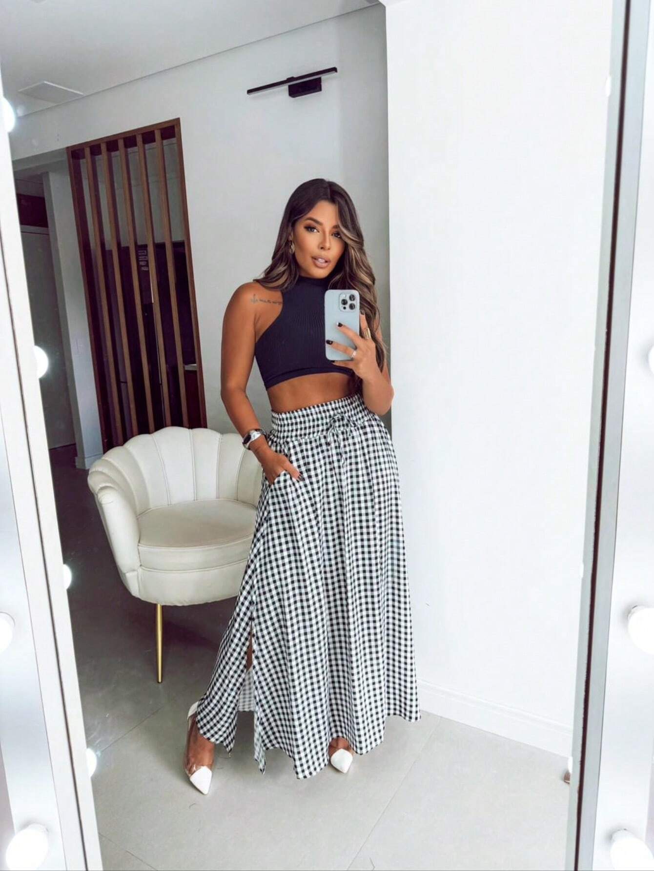 Saia Longa Xadrez Bella