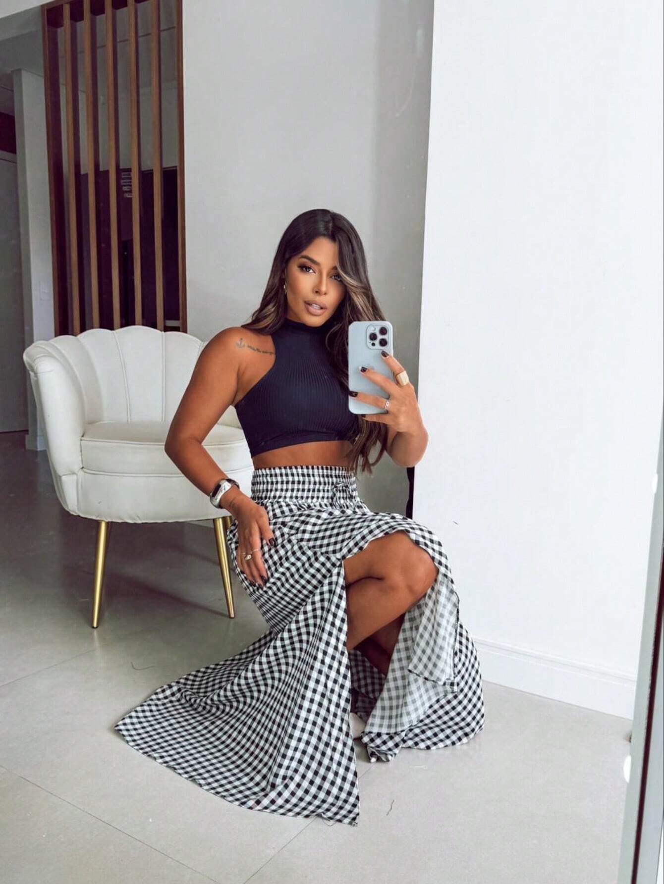 Saia Longa Xadrez Bella