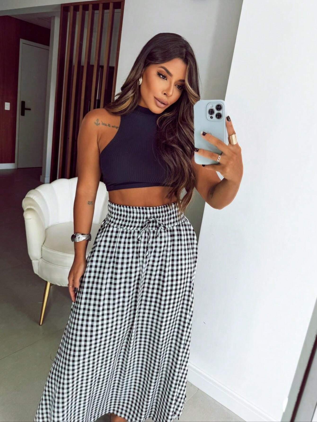 Saia Longa Xadrez Bella