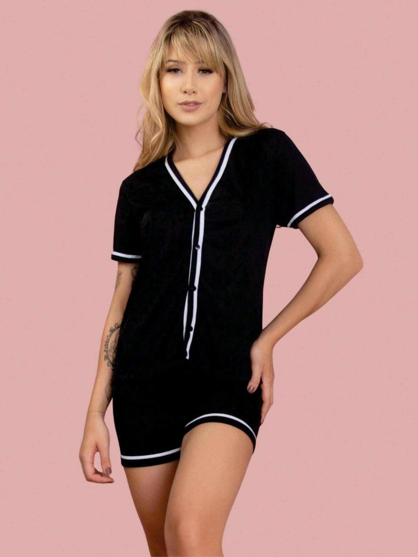 Pijama Feminino Americano com Botões