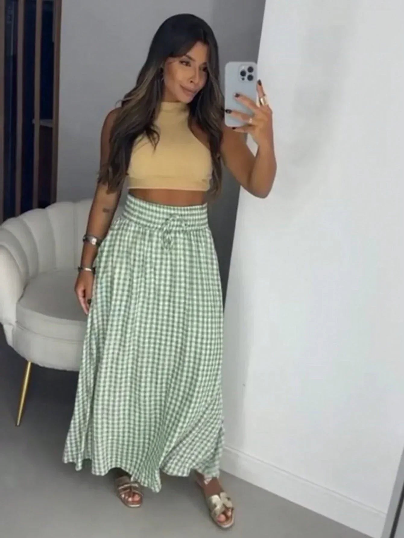 Saia Longa Xadrez Bella