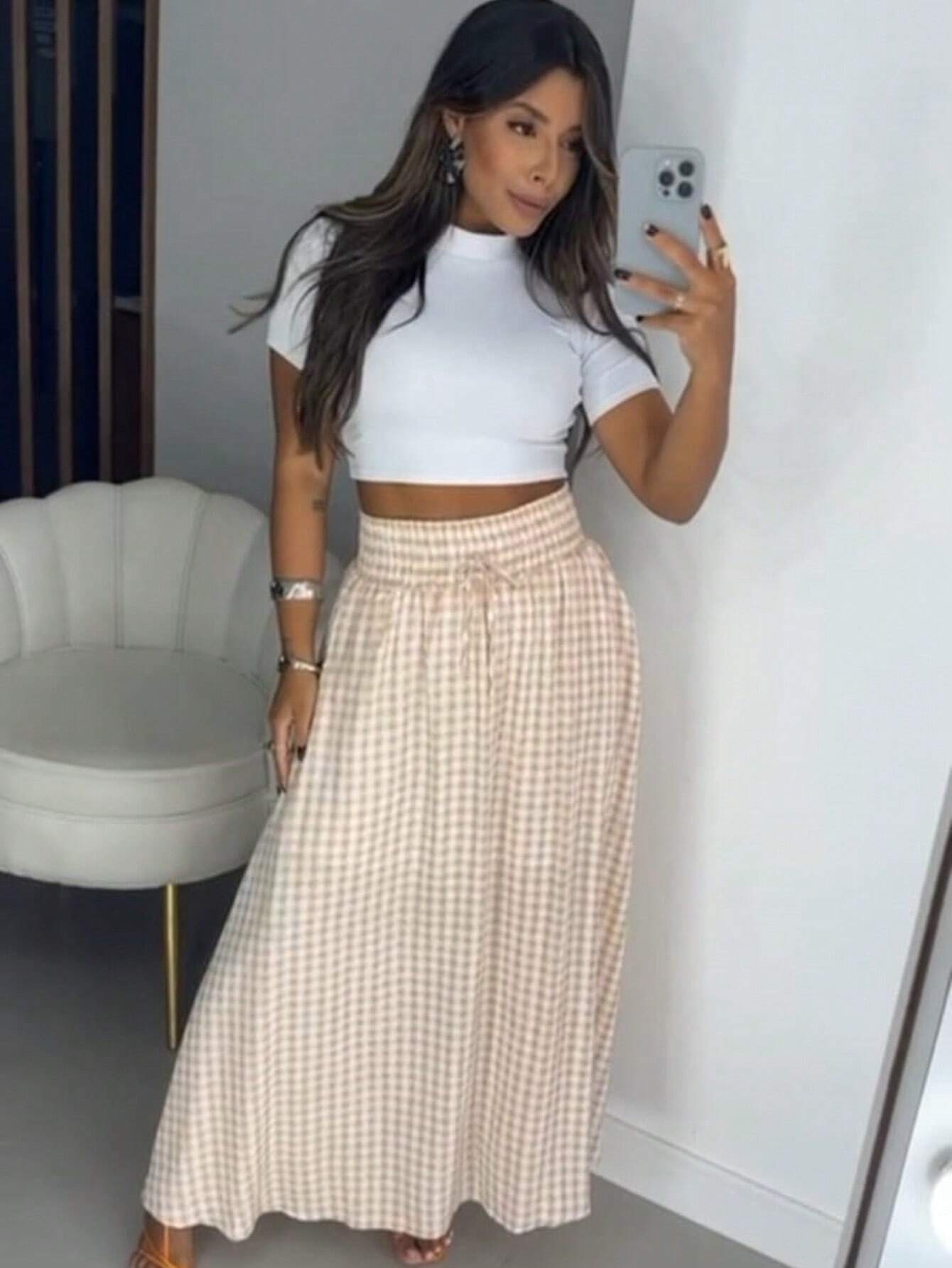 Saia Longa Xadrez Bella