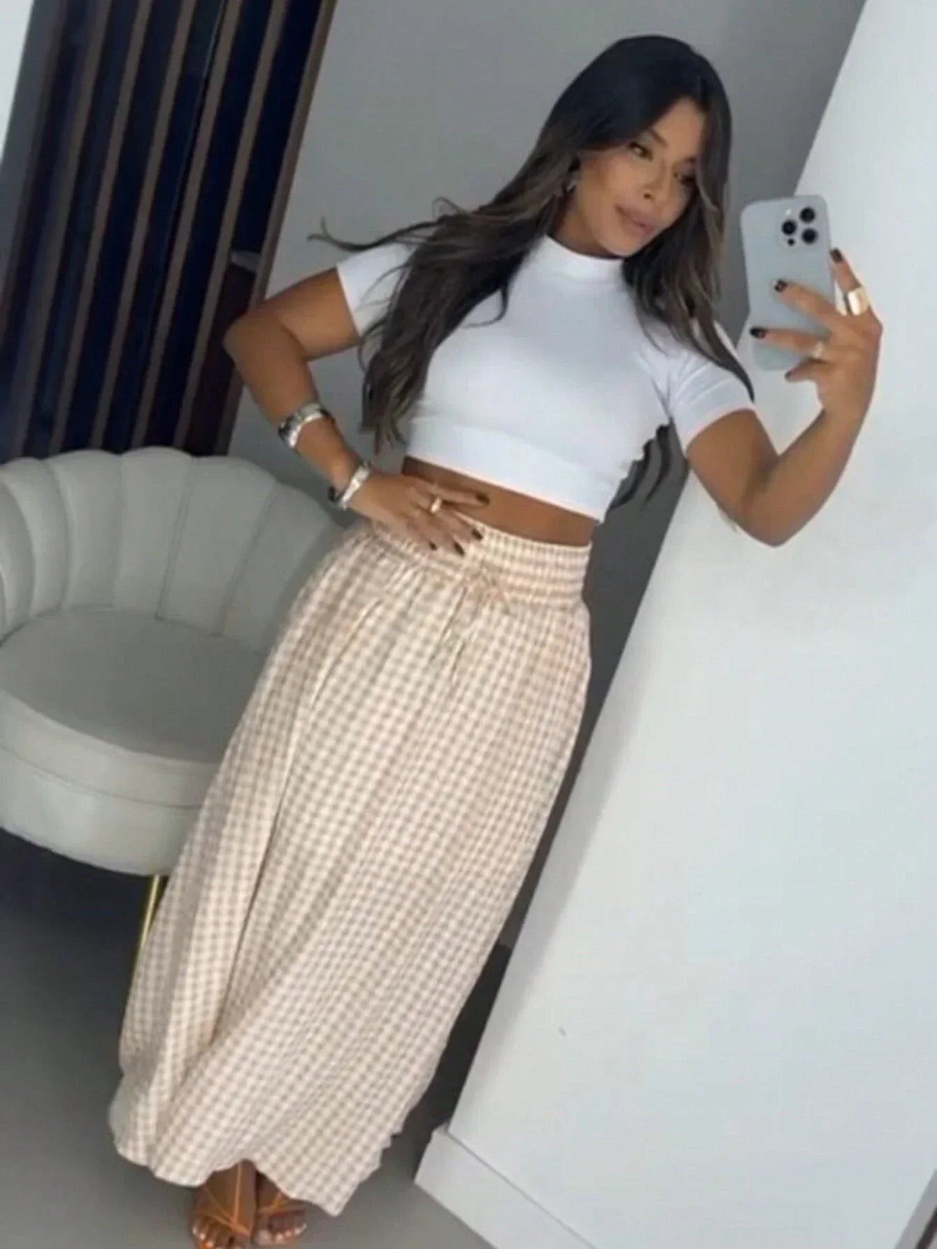 Saia Longa Xadrez Bella