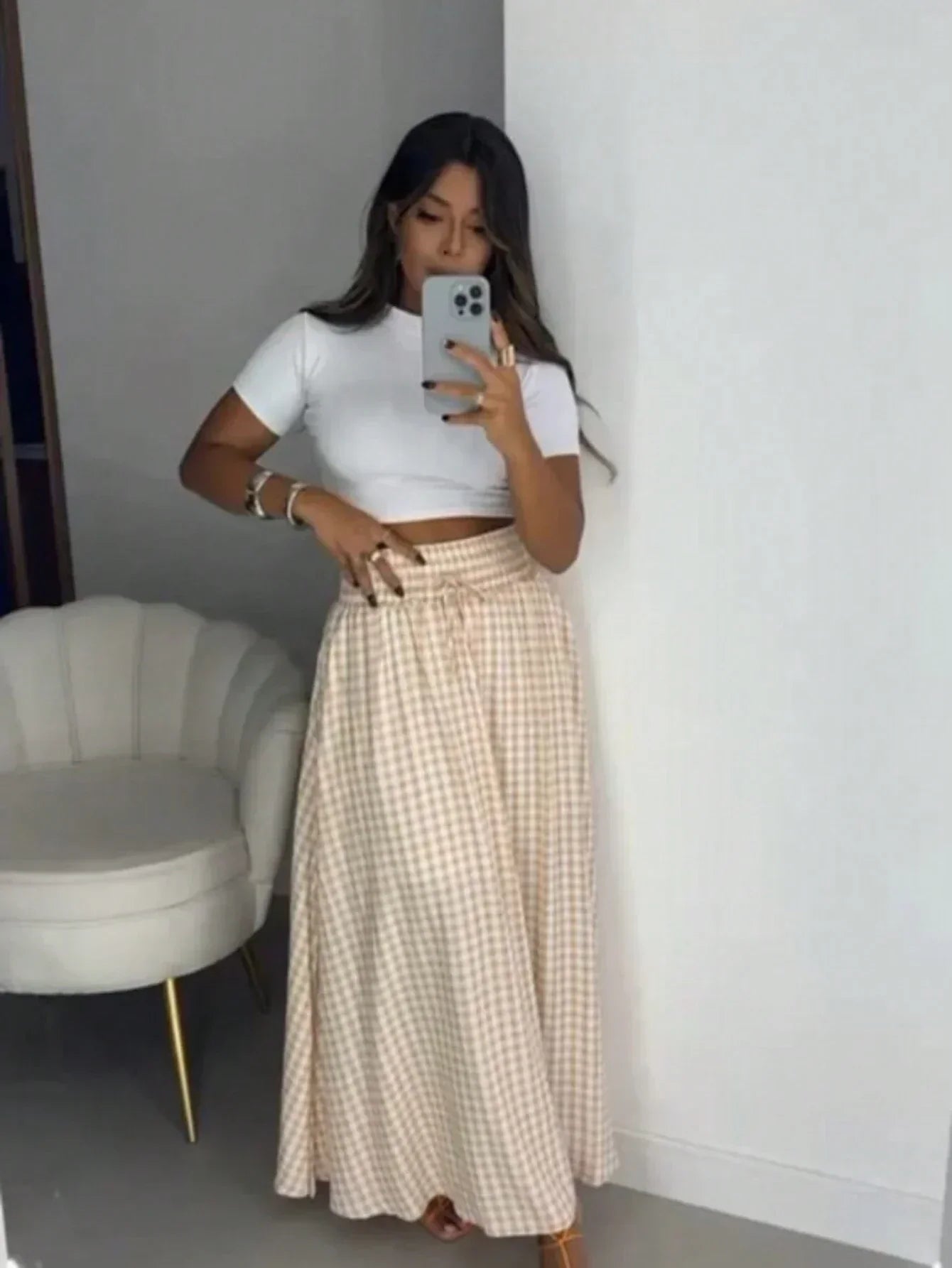 Saia Longa Xadrez Bella