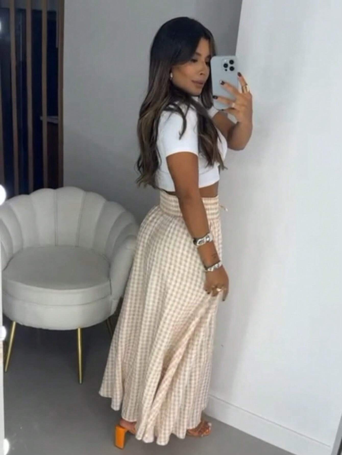 Saia Longa Xadrez Bella