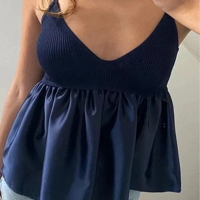 Blusa Feminina Plissada Azul Bata