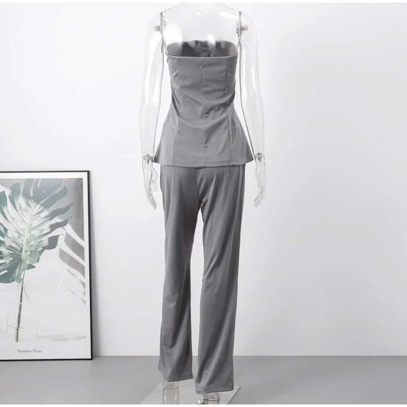 Conjunto Feminino Sem Manga Terno e Calça