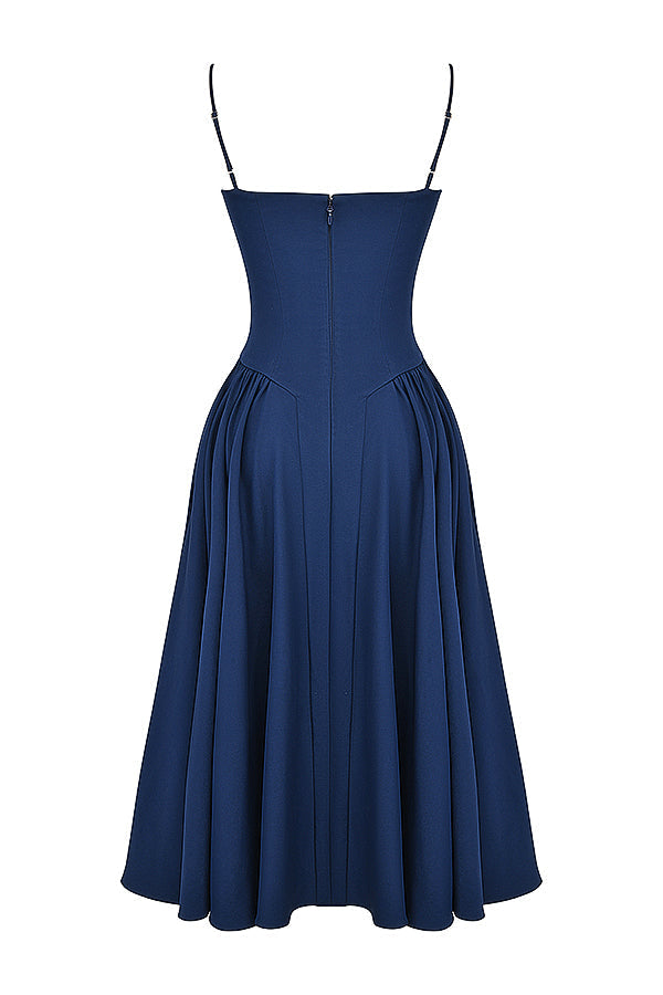 Vestido Midi Corset Taupe Azul