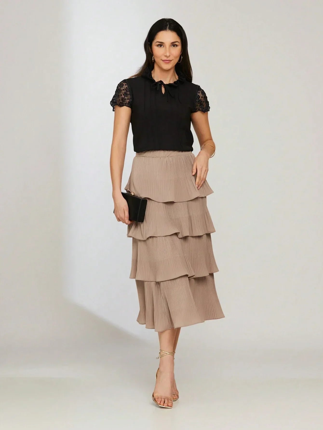 Saia Midi Plissada 4 Camadas Mariana